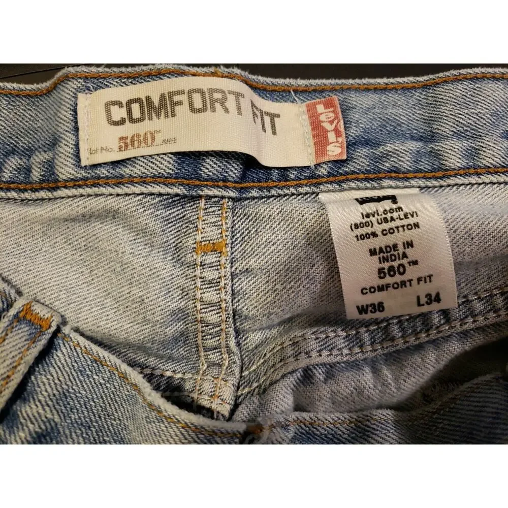 Levi's 560 Jeans Men's 36x34 Comfort Fit Tapered Baggy light wash dadcore